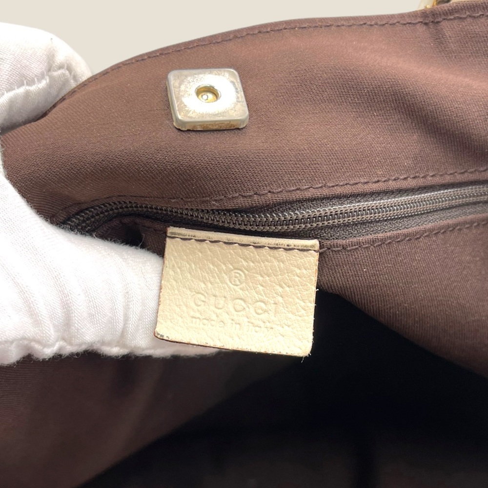 ✨SOLD✨Authentic Gucci GG Canvas Abbey Pocket Tote with Beige/Cream Leather Trim - Picture 9 of 13